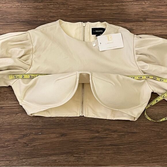 NWT The Brand Label Cropped Top Puffy Sleeve Blouse Cream Color Size XXL - Picture 14 of 16